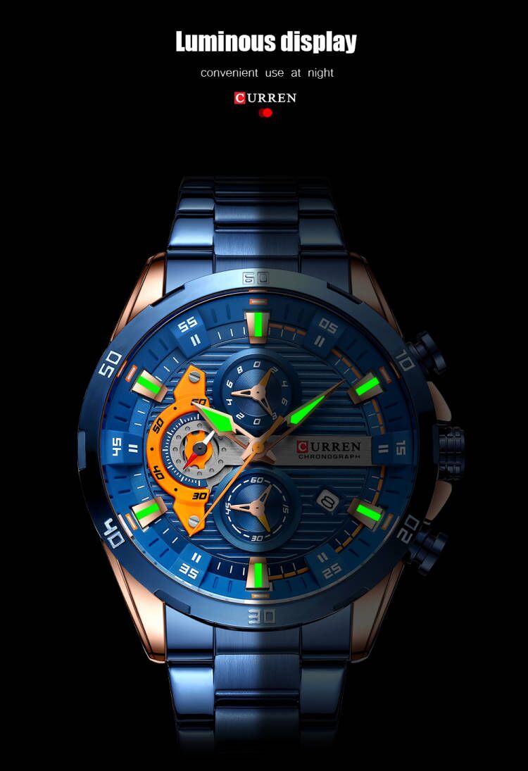 Reloj de Hombre Curren de Acero Inoxidable Azul  8402